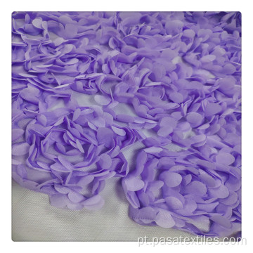 Flores de bordados 3D Tecido de tecido roxo de bordado de bordado de renda de renda